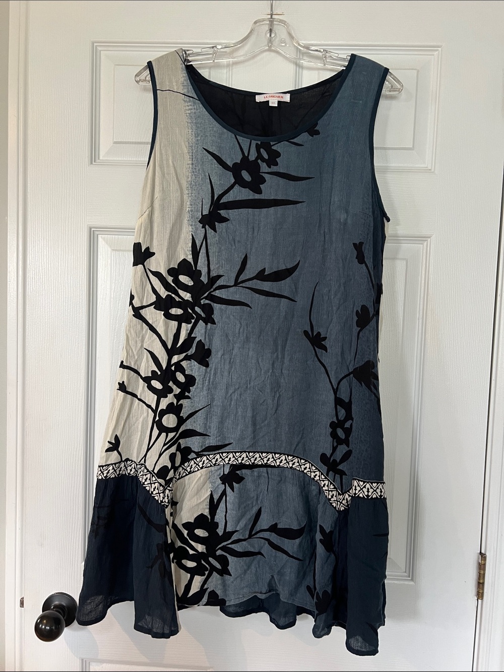 Le Grenier Black Sleeveless Shift Dress with Ombre Floral